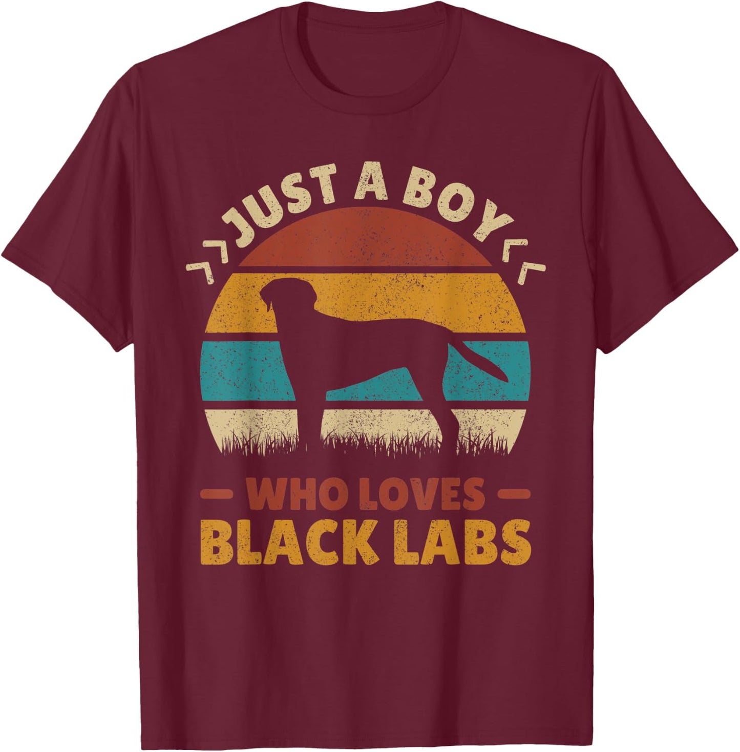 Just A Boy Who Loves Black Labs Dog Lover Labrador Retriever T-Shirt - T-Shirt | Maroon
