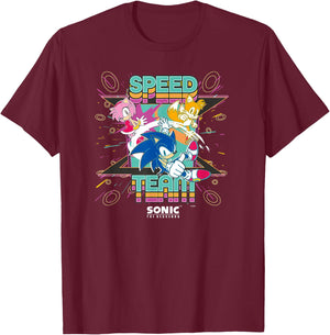 Sonic The Hedgehog - Speed Team T-Shirt - T-Shirt | Maroon