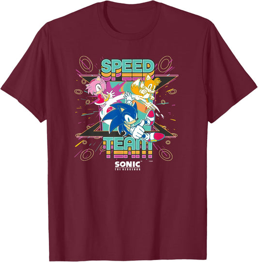 Sonic The Hedgehog - Speed Team T-Shirt - T-Shirt | Maroon