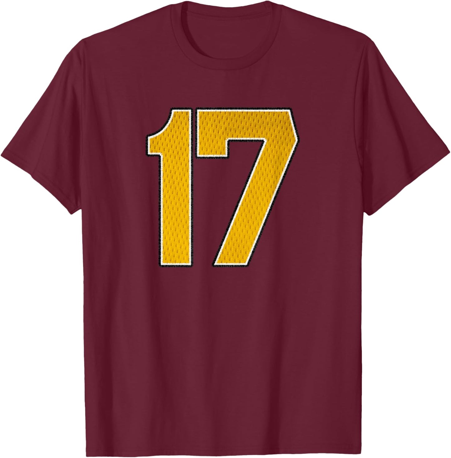 Gold Number 17 Athlete Sports Jersey Supporter Fanwear T-Shirt - T-Shirt | Maroon