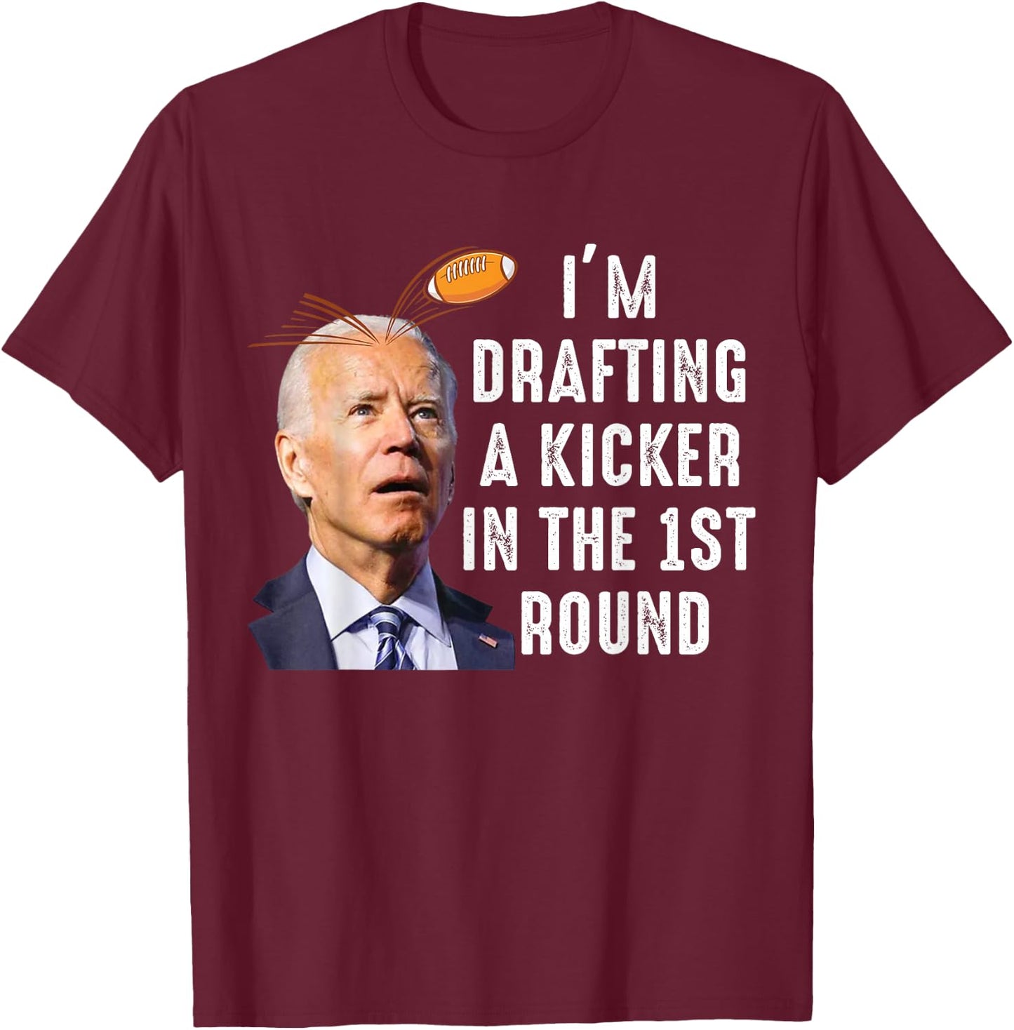 Confused Drafting Kicker Funny Fantasy Football Draft Party T-Shirt - T-Shirt | Maroon