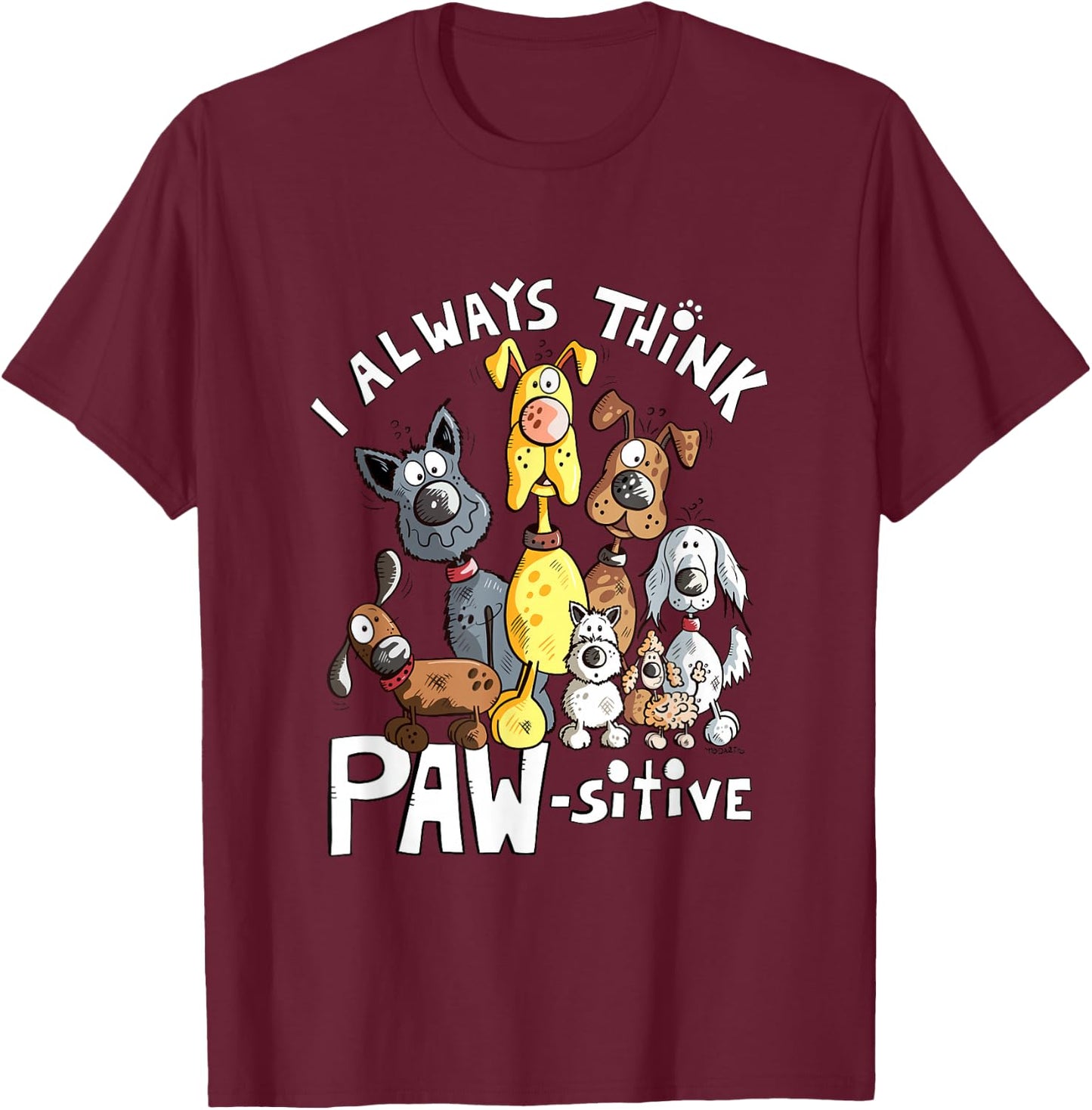 Colorful Dog Stack I Dog Team T-Shirt - T-Shirt | Maroon