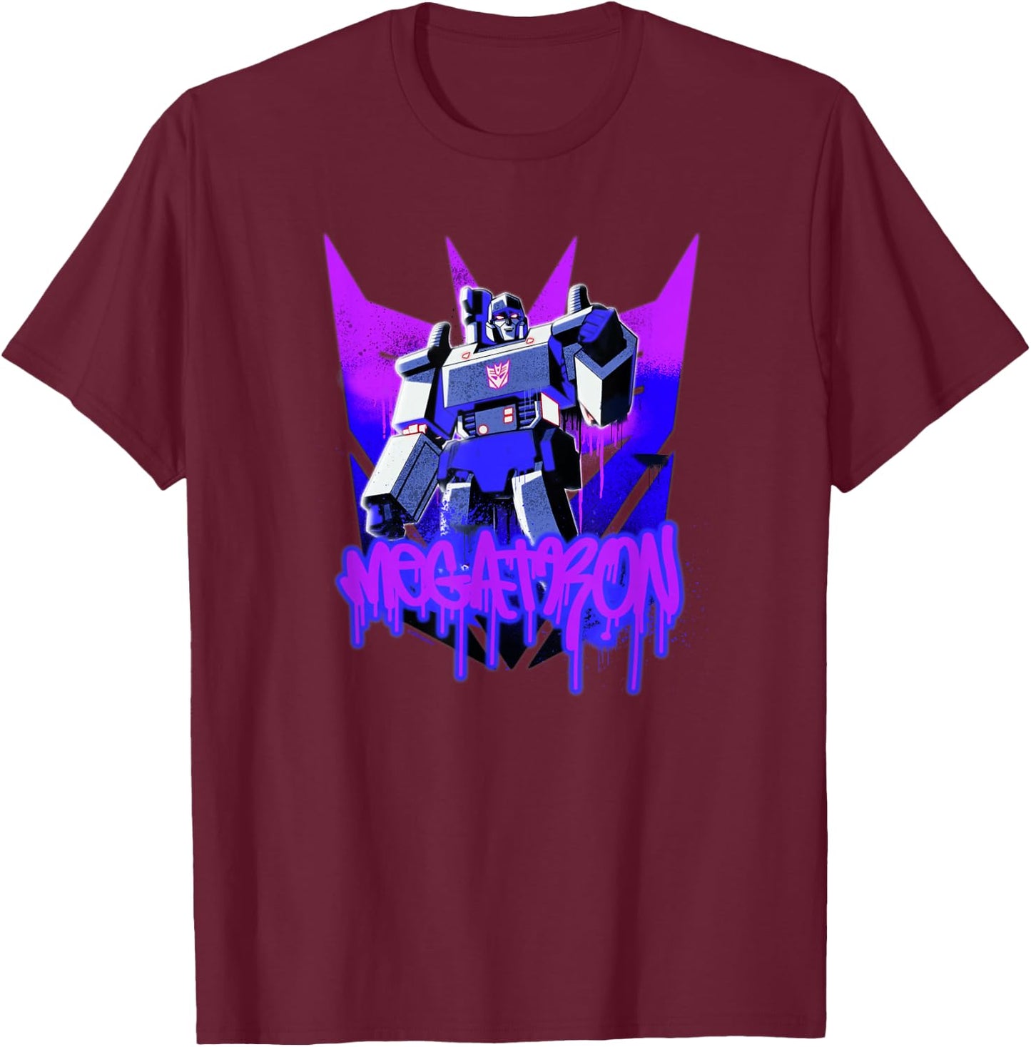 Transformers Megatron Graffiti Painted Wall Portrait T-Shirt - T-Shirt | Maroon