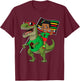 Juneteenth Black King Riding T Rex Dino Funny Boys Kids Flag T-Shirt - T-Shirt | Maroon