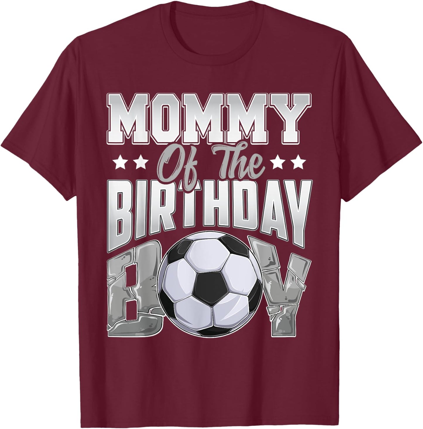 Mommy Soccer birthday Boy Family Baller b-day Party T-Shirt - T-Shirt | Maroon