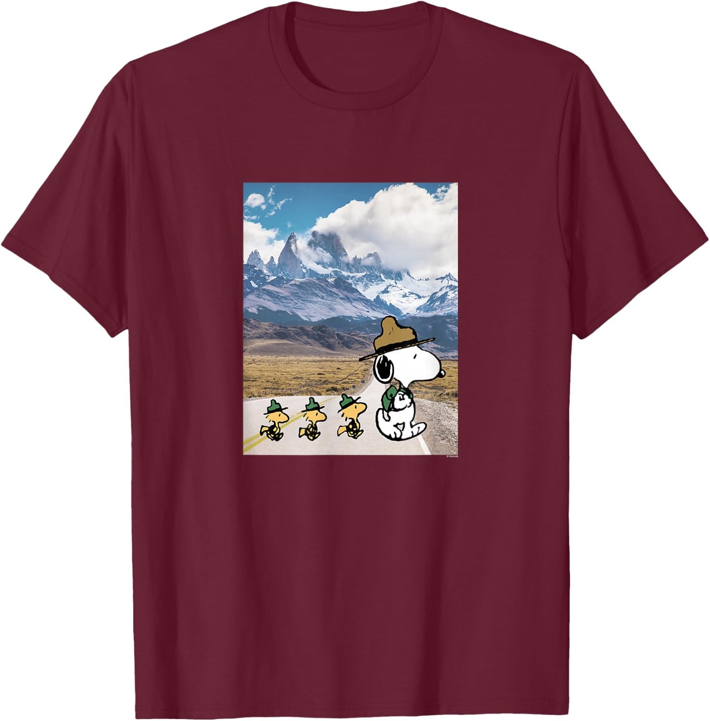 Peanuts - Snoopy Nature Crossing T-Shirt - T-Shirt | Maroon