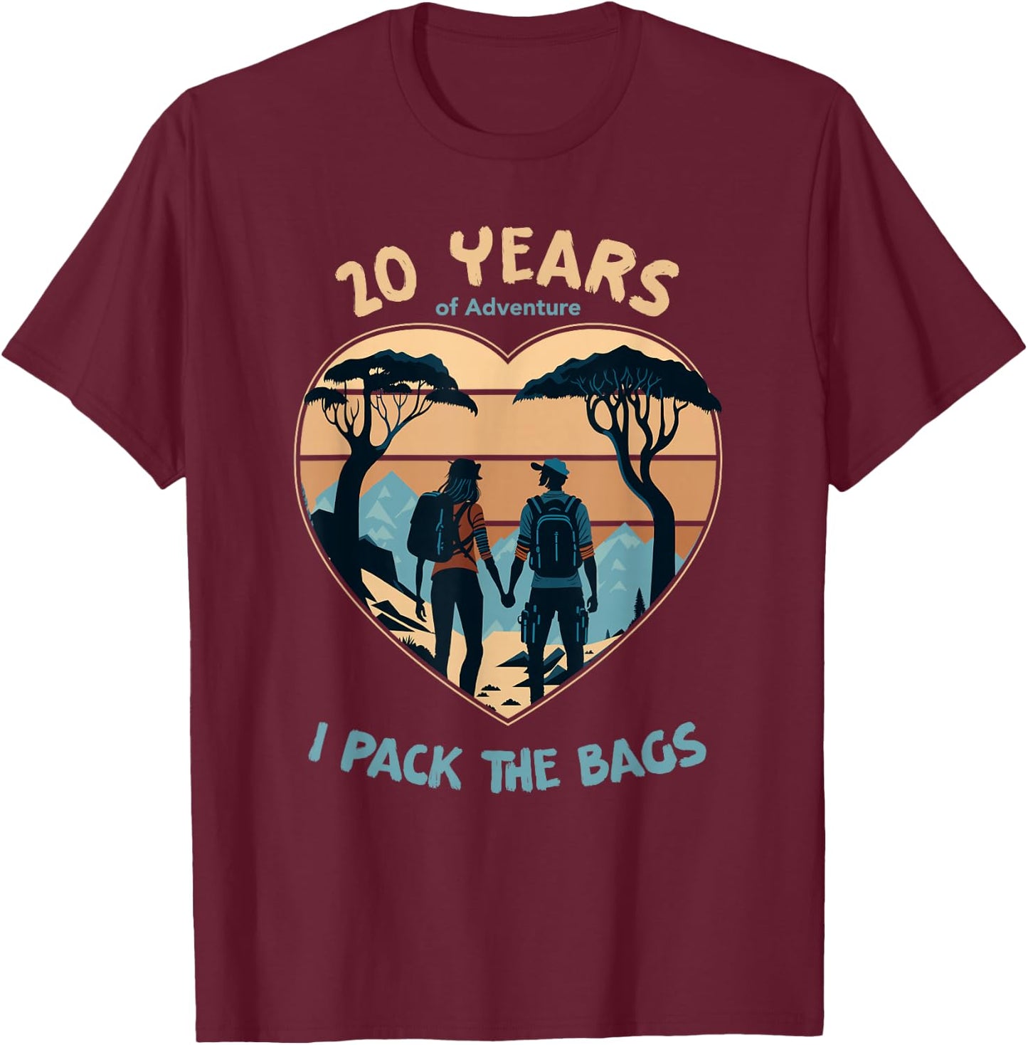 20 Years Adventure Pack the Bags 20th Anniversary Matching T-Shirt - T-Shirt | Maroon