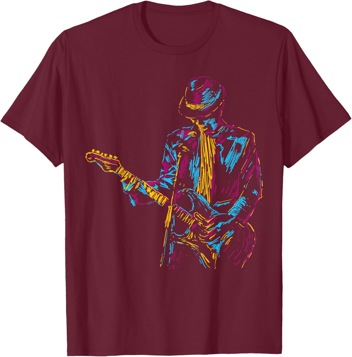 Abstract Art Musician Music Band bass Player Small T-Shirt - T-Shirt | Maroon