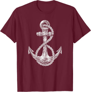 Anchor Rope Nautical Sailing Sail Sea T-Shirt - T-Shirt | Maroon