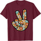Peace Hand Sign Hippie Flower Groovy 60s 70s Party Outfit T-Shirt - T-Shirt | Maroon