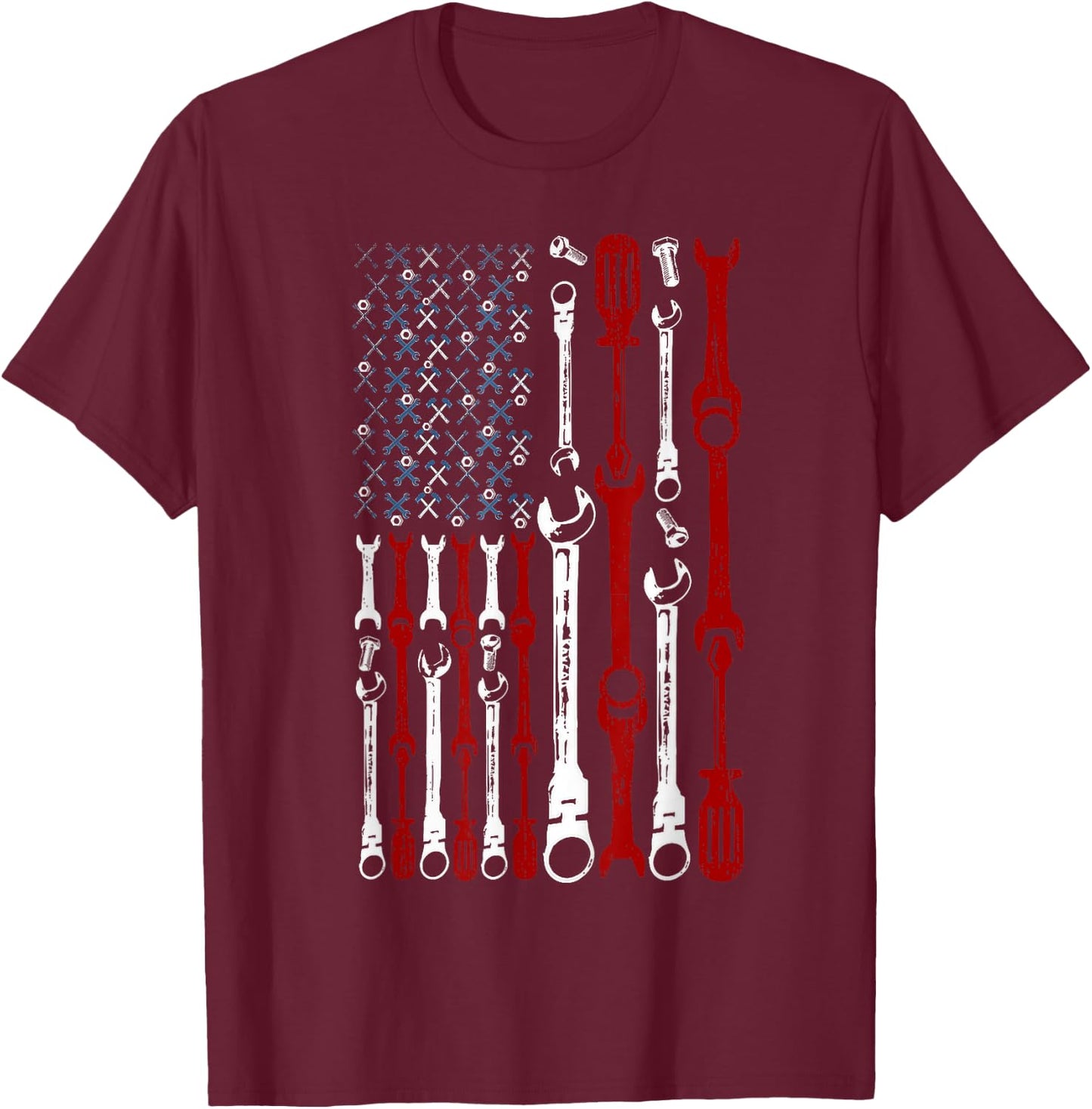 American Flag Mechanic Shirts Patriotic Mechanic USA Flag Kids Men T-Shirt - T-Shirt | Maroon