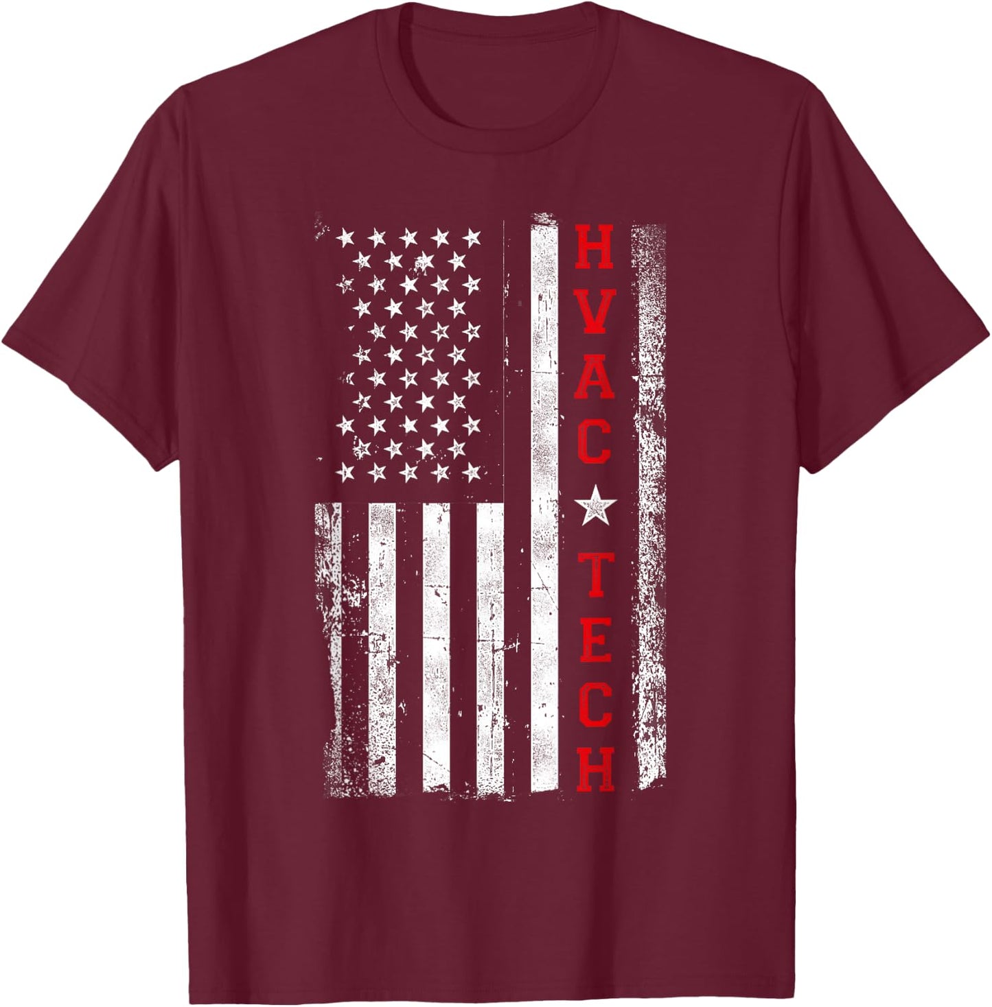 HVAC Technician Tech American Flag Vintage Hvac Technician T-Shirt - T-Shirt | Maroon