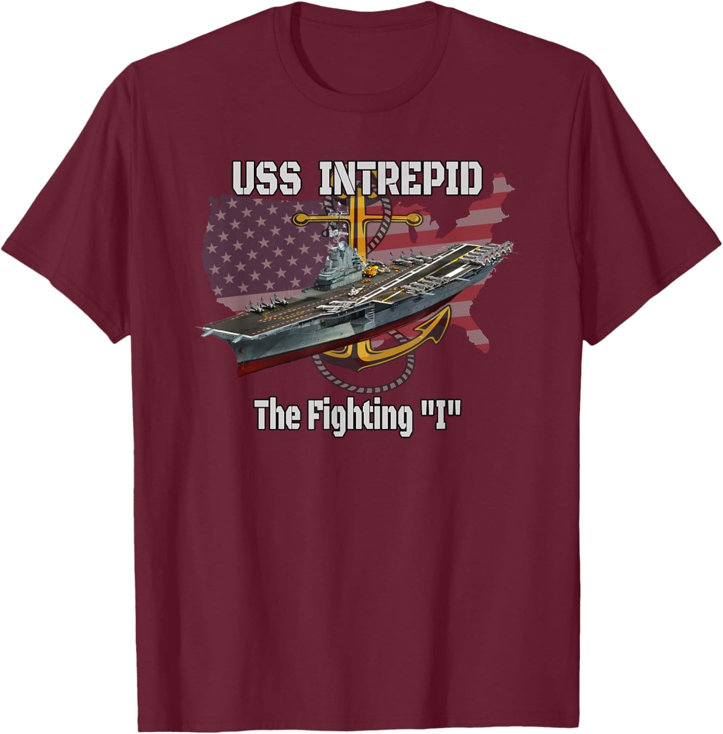 Aircraft Carrier USS Intrepid CV-11 CVA-11 CVS-11 Veterans T-Shirt - T-Shirt | Maroon