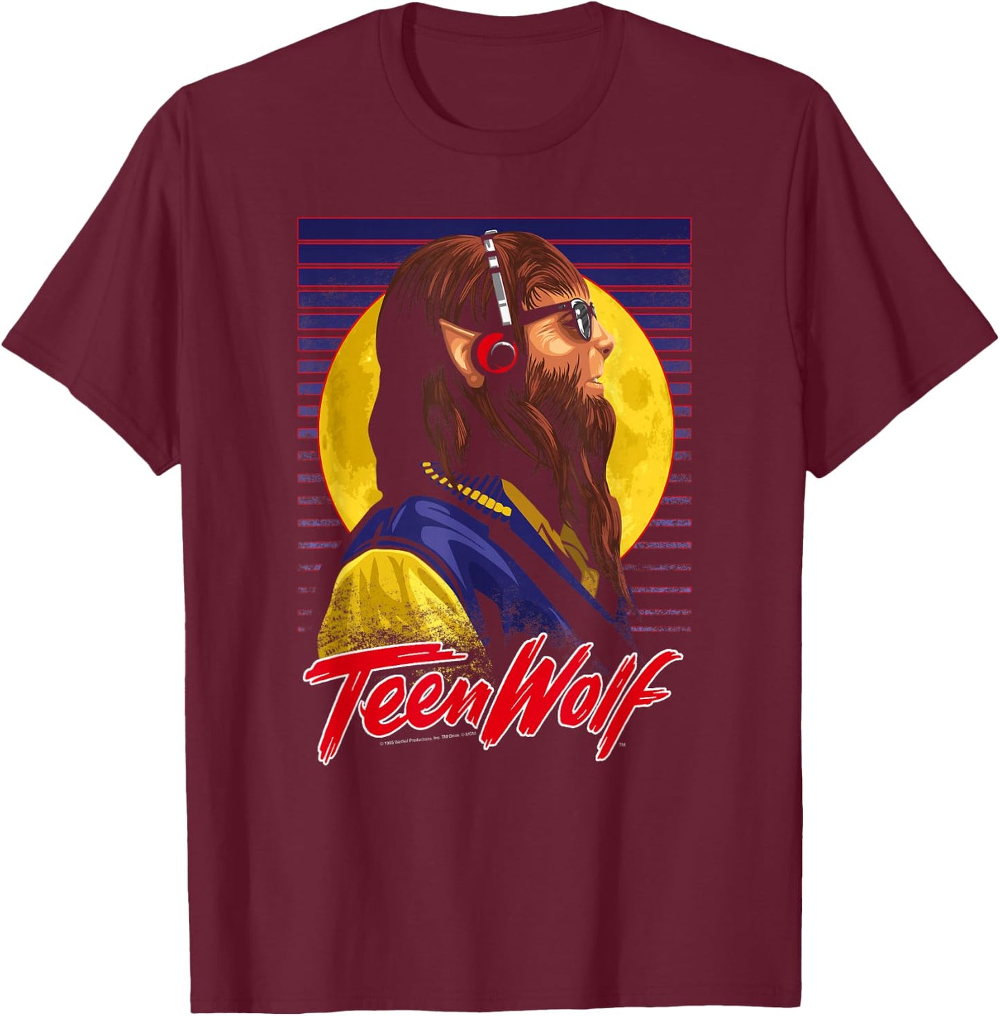 Teen Wolf Headphone Wolf T-Shirt - T-Shirt | Maroon