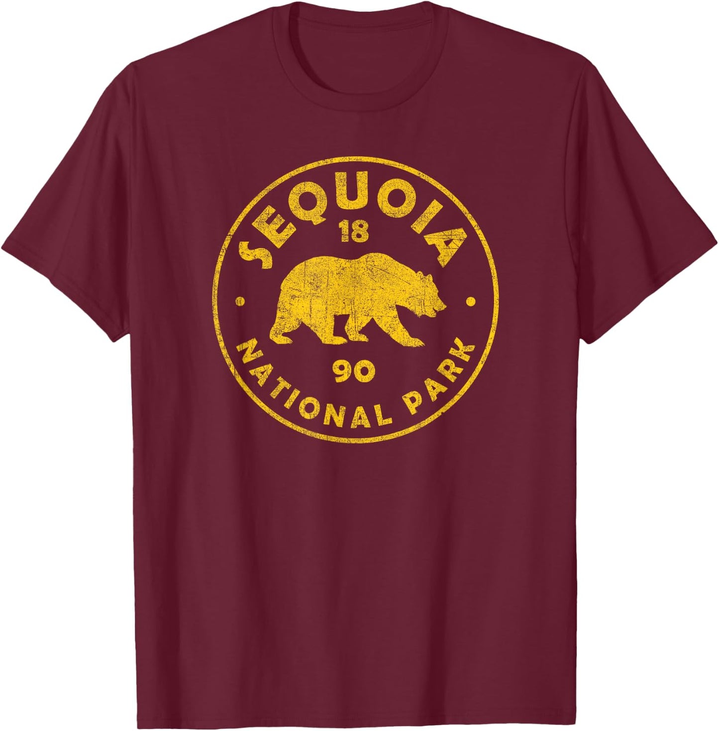 Retro Sequoia National Park Women Men Kids Vintage Hiking T-Shirt - T-Shirt | Maroon