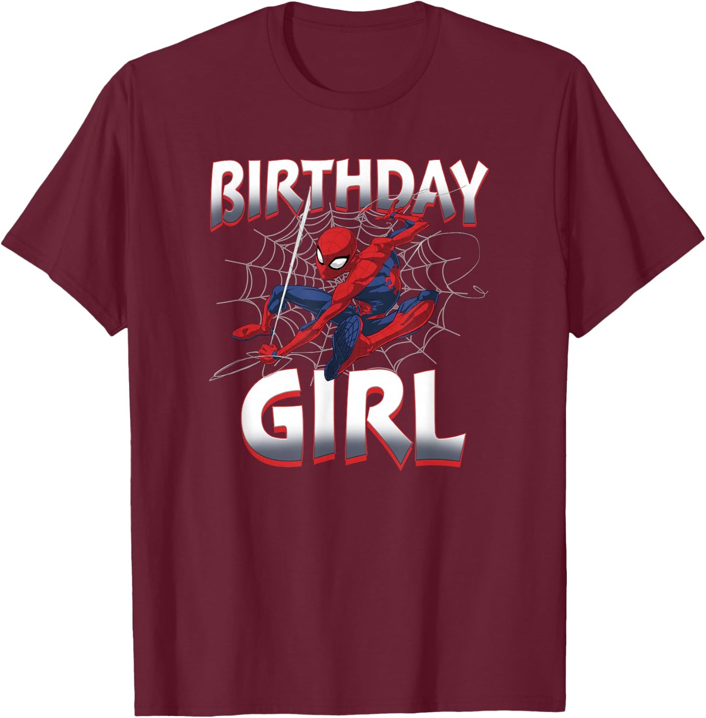 Marvel Spider-Man Birthday Girl Web Slinger T-Shirt - T-Shirt | Maroon