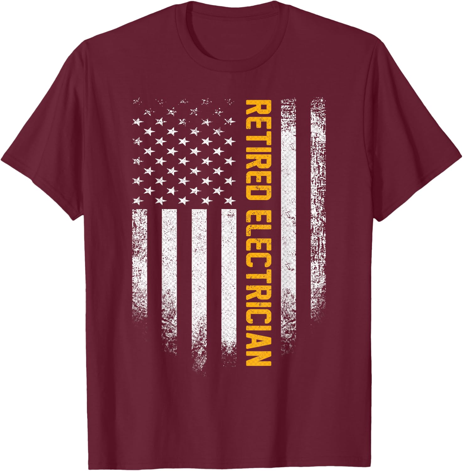 Vintage USA Flag Retired Electrician Retirement Electrical T-Shirt - T-Shirt | Maroon