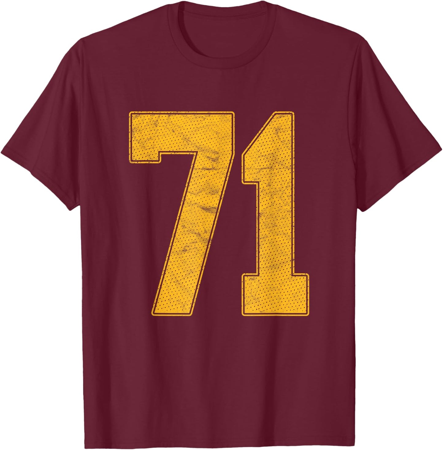 Number 71 Numbered Uniform Sports Team Jersey 71st Birthday T-Shirt - T-Shirt | Maroon