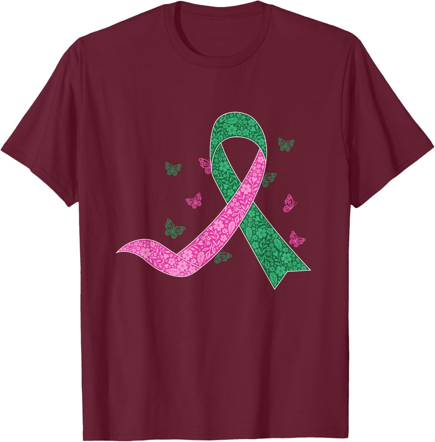 Liver and Breast Cancer October Cancer Awareness Support T-Shirt - T-Shirt | Maroon