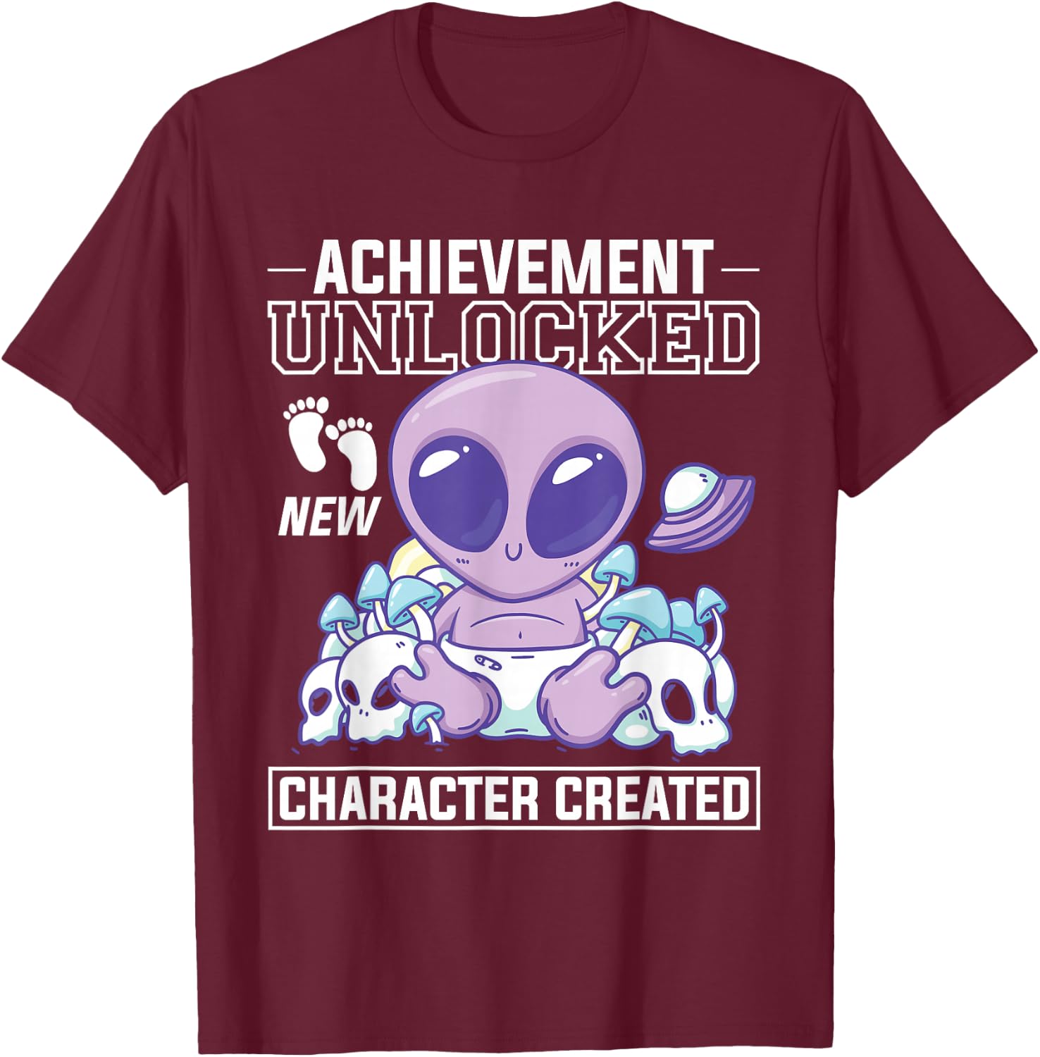 Achievement Unlocked New Character Created Gender Reveal T-Shirt - T-Shirt | Maroon