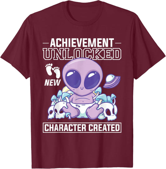 Achievement Unlocked New Character Created Gender Reveal T-Shirt - T-Shirt | Maroon