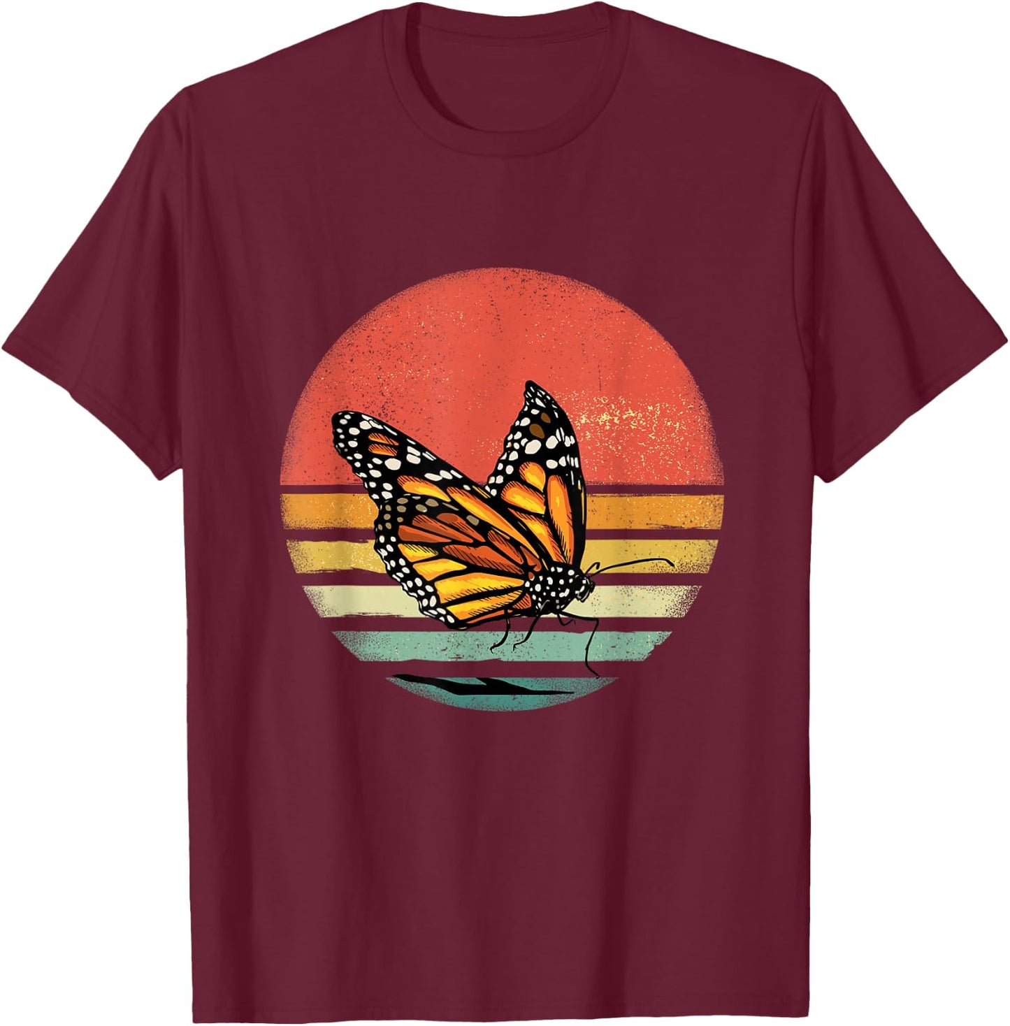 Retro Monarch Butterfly Shirt Animal Insect Butterfly Lovers T-Shirt - T-Shirt | Maroon