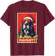 Funny Basset Hound Christmas Naughty Vintage T-Shirt - T-Shirt | Maroon
