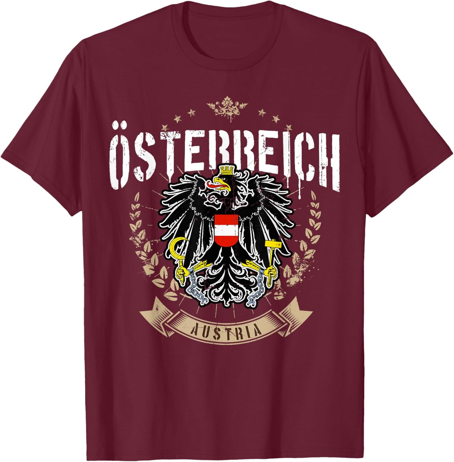 Austria Retro Eagle Coat of Arms Austria Men Women Children T-Shirt - T-Shirt | Maroon