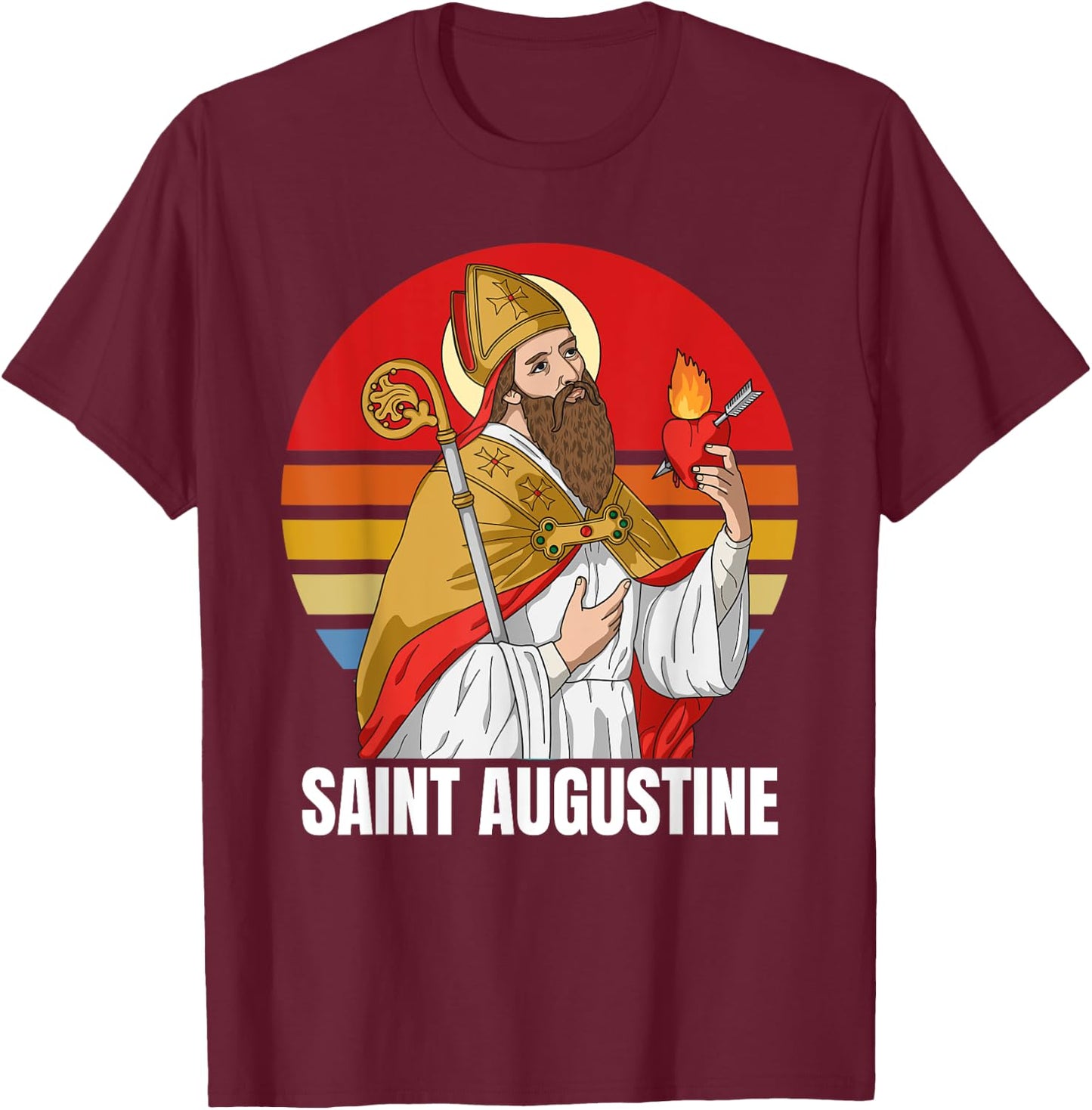 Saint Augustine Of Hippo Catholic T-Shirt - T-Shirt | Maroon