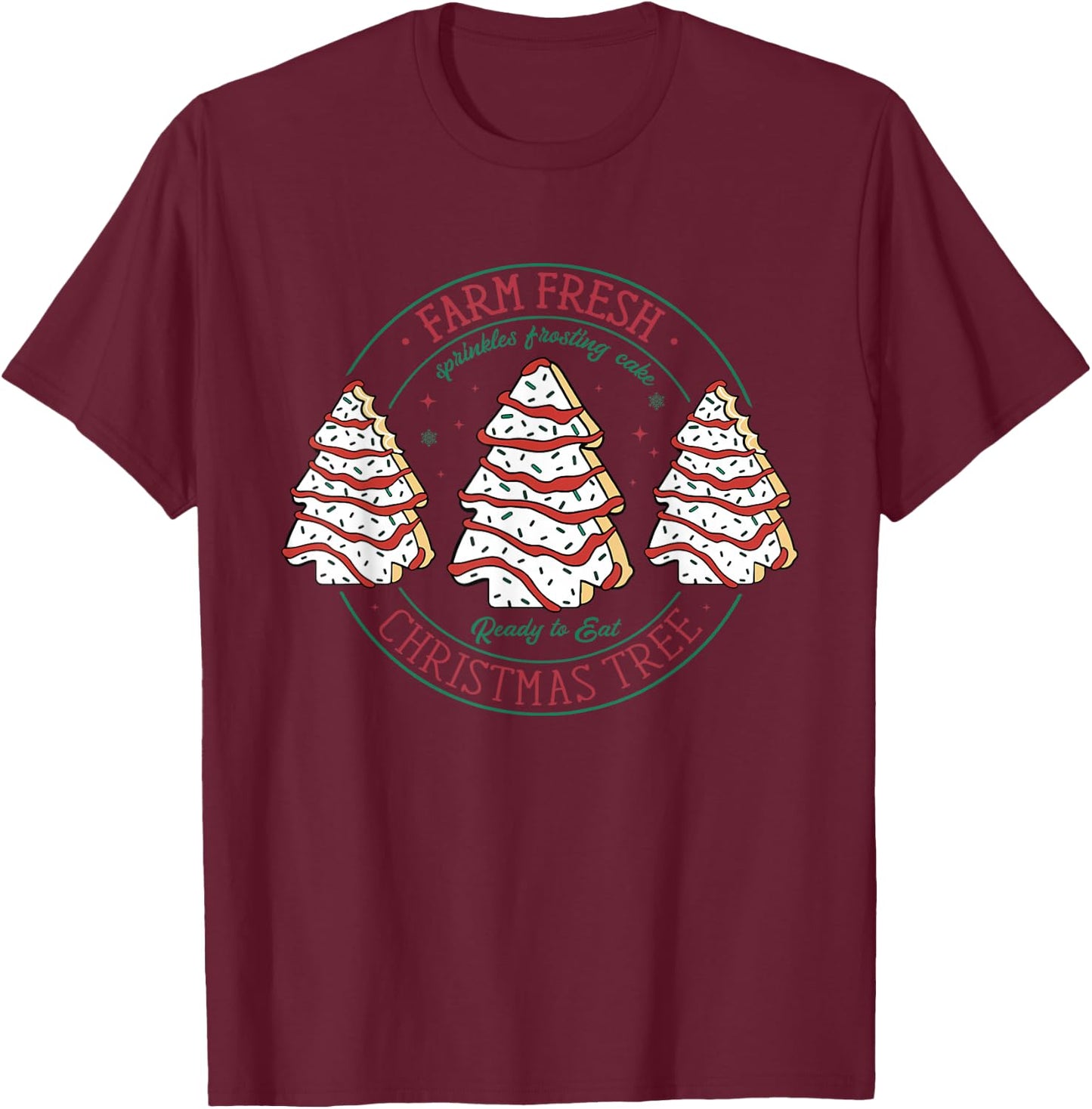 Farm Fresh Christmas Tree Frosting Frosted Cake Debbie T-Shirt - T-Shirt | Maroon