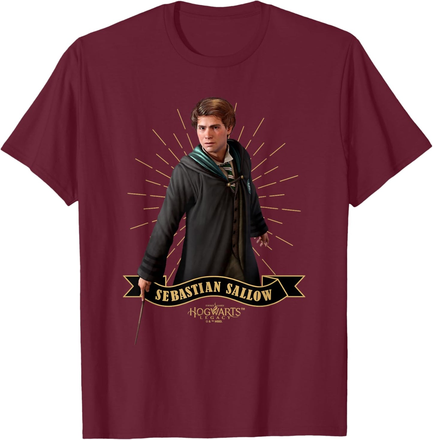 Harry Potter Hogwarts Legacy Sebastian Sallow Slytherin T-Shirt - T-Shirt | Maroon