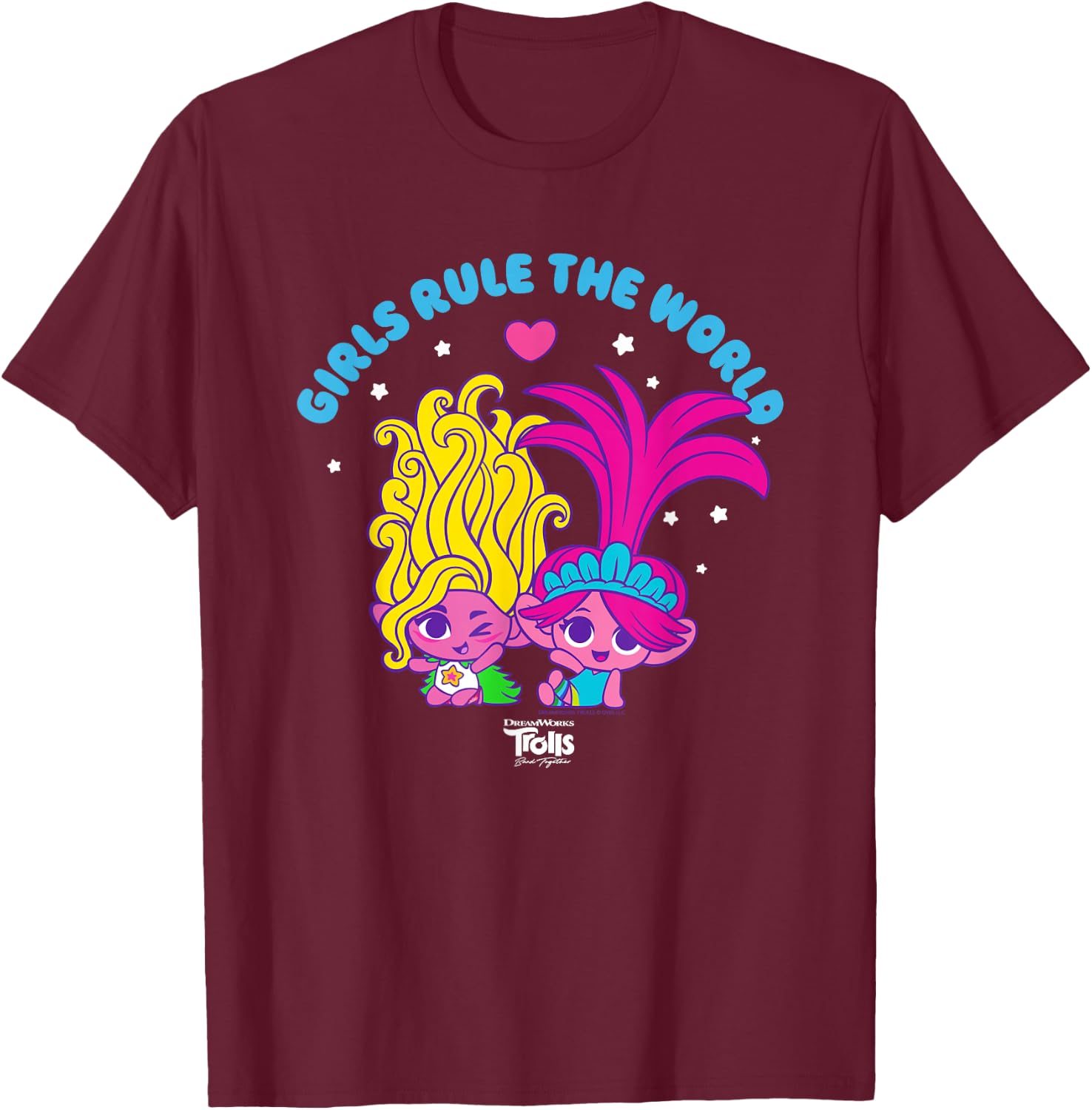 DreamWorks Trolls Band Together Girls Rule the World T-Shirt - T-Shirt | Maroon