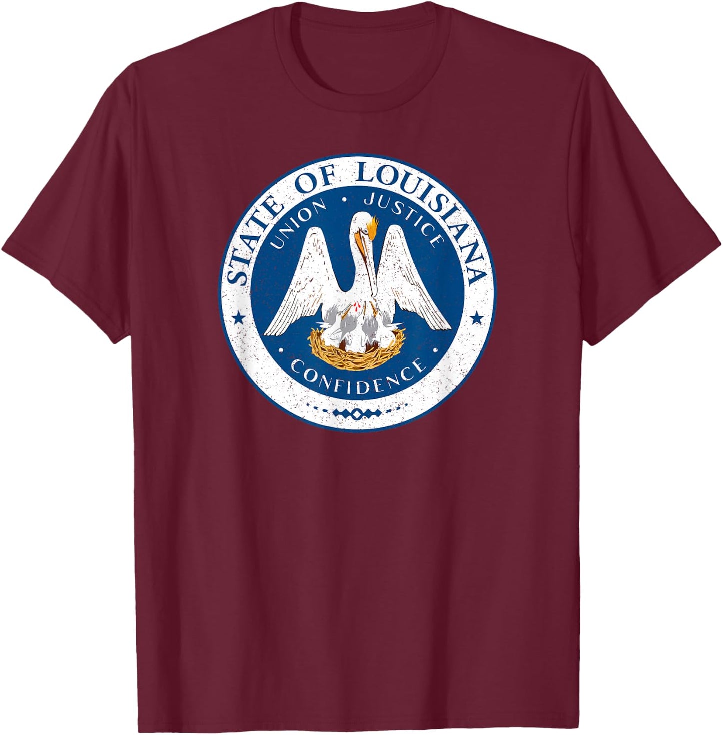 Louisiana State Seal Flag T-Shirt - T-Shirt | Maroon