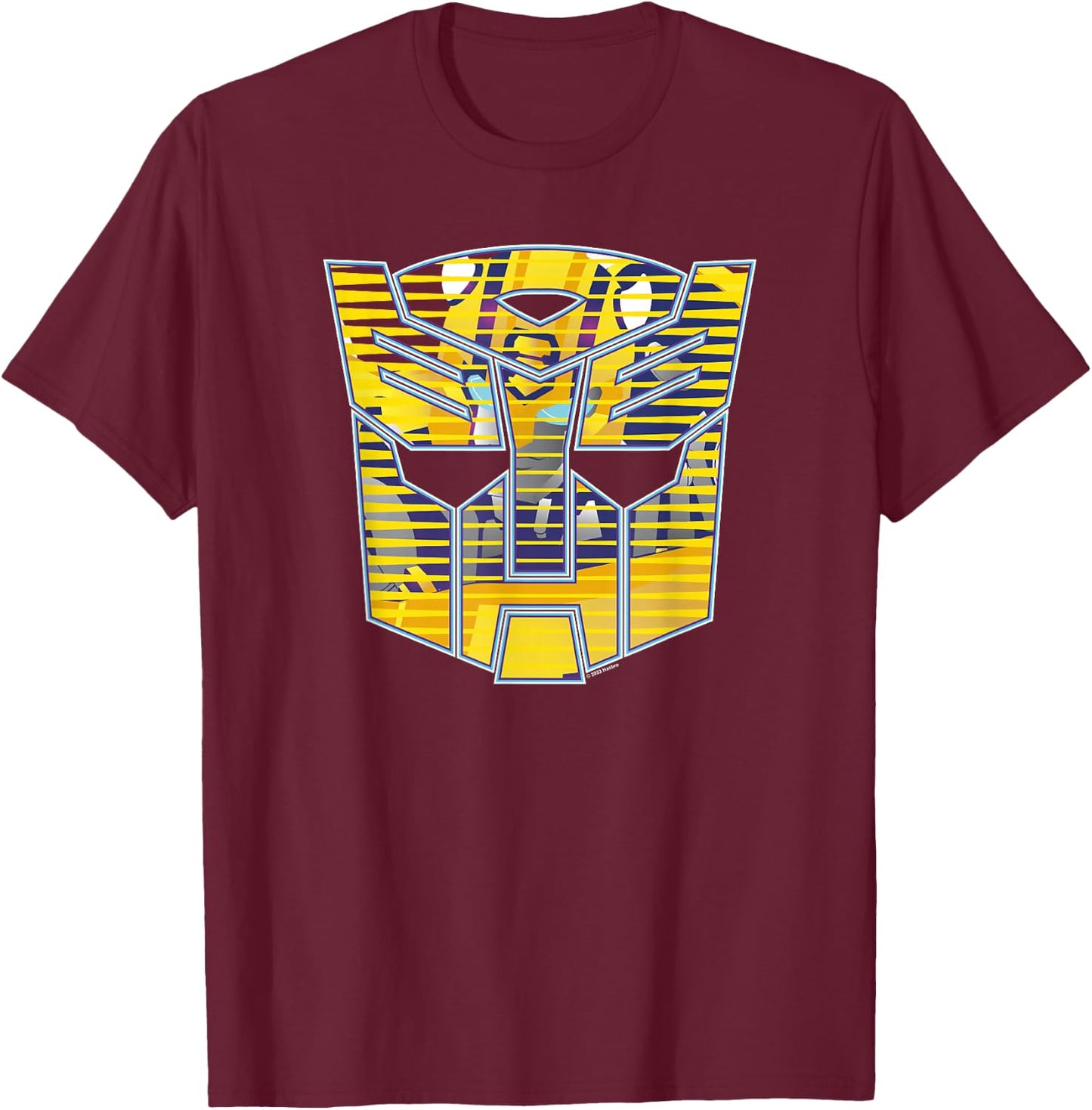 Transformers Bumblebee Big Face Retro Lines Logo T-Shirt - T-Shirt | Maroon