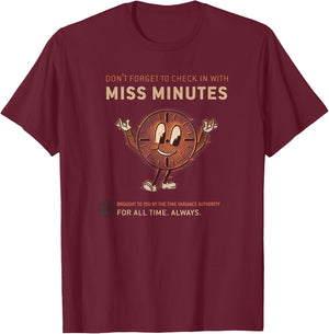 Marvel Loki Don't Forget to Check in with Miss Minutes Small T-Shirt - T-Shirt | Maroon