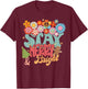 Retro Groovy Peace Stay Christmas Merry Bright Hippie Santa T-Shirt - T-Shirt | Maroon