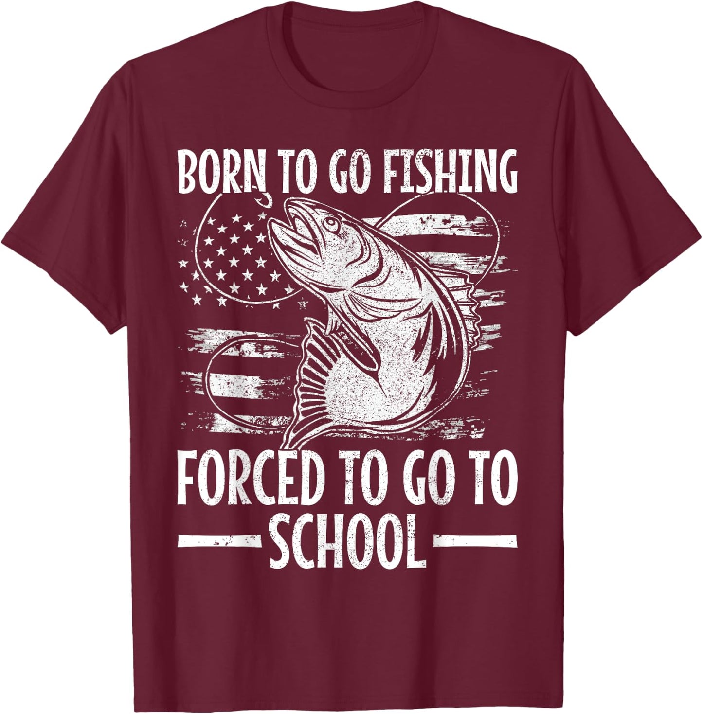 Born to Go Fishing Bass Fish Fisherman Boy Kid Funny Fishing T-Shirt - T-Shirt | Maroon