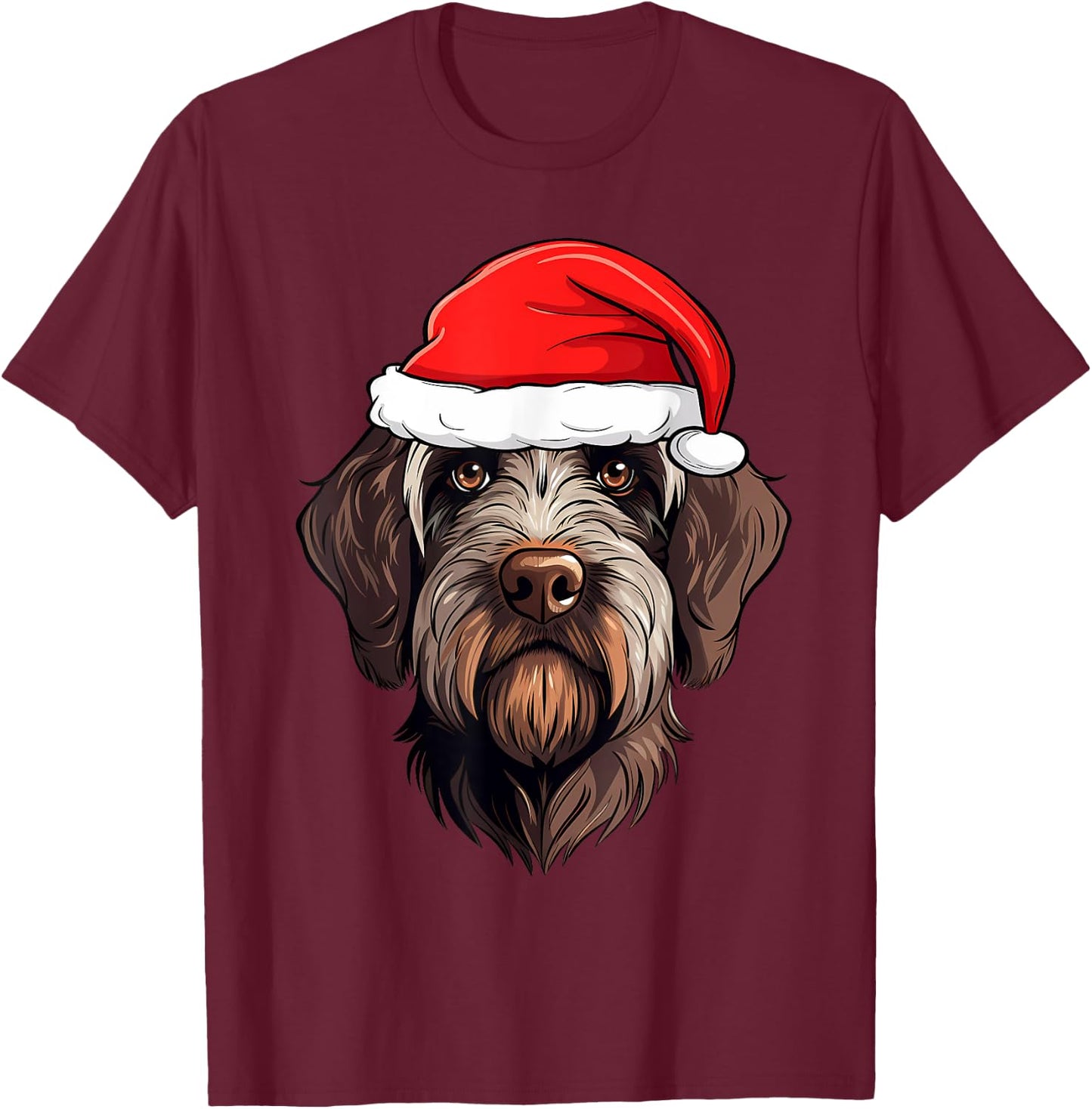 Wirehaired Pointing Griffon Christmas Santa Dog Cute Puppy Women Kids T-Shirt - T-Shirt | Maroon