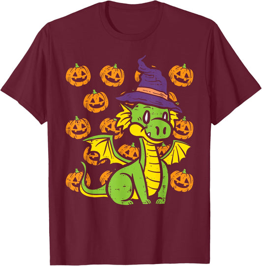 Dragon Pumpkins Happy Halloween Cute Costume Men Women Kids T-Shirt - T-Shirt | Maroon