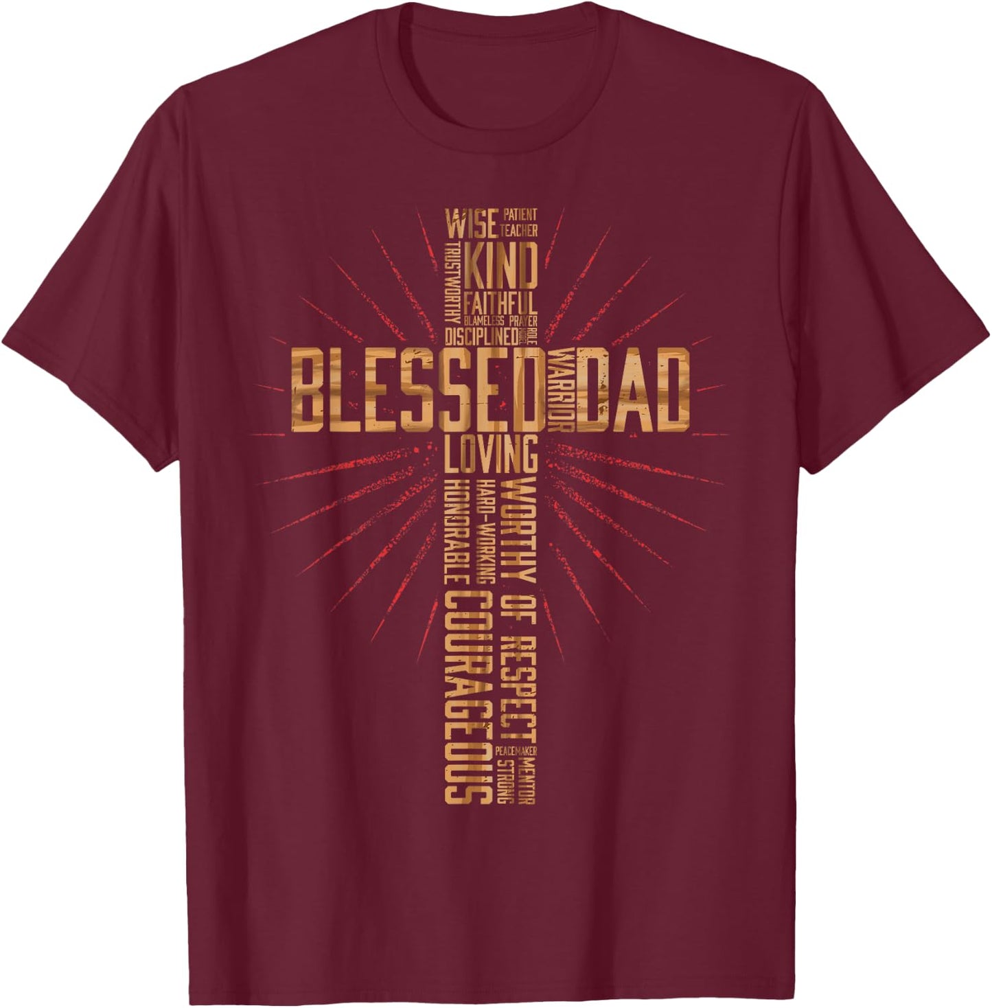 Father's Day for Dad Husband Blessed Dad Christian T-Shirt - T-Shirt | Maroon