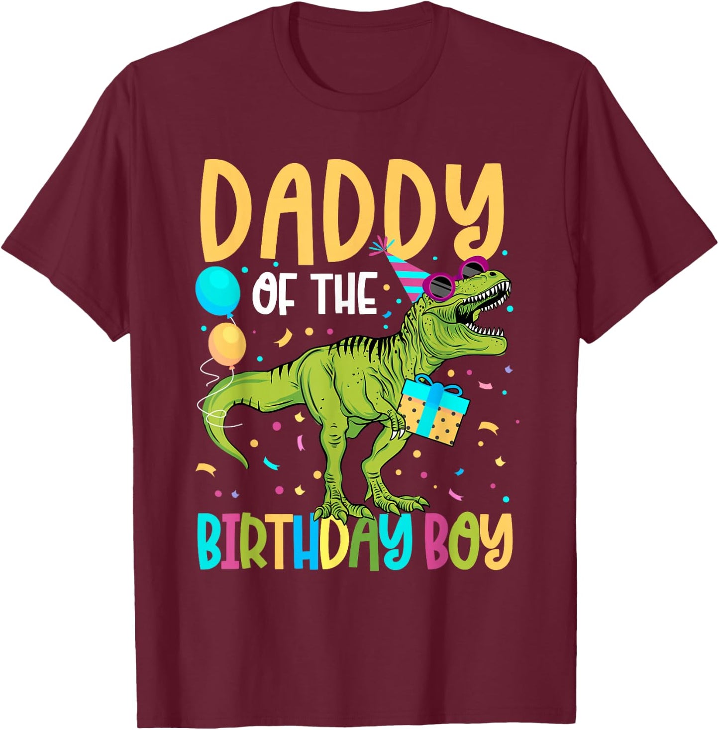 Daddy of The Birthday Boy Family Matching Dinosaur Squad T-Shirt - T-Shirt | Maroon