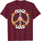 Peace Sign Love 60s 70s Costume Groovy Hippie Theme Party T-Shirt - T-Shirt | Maroon