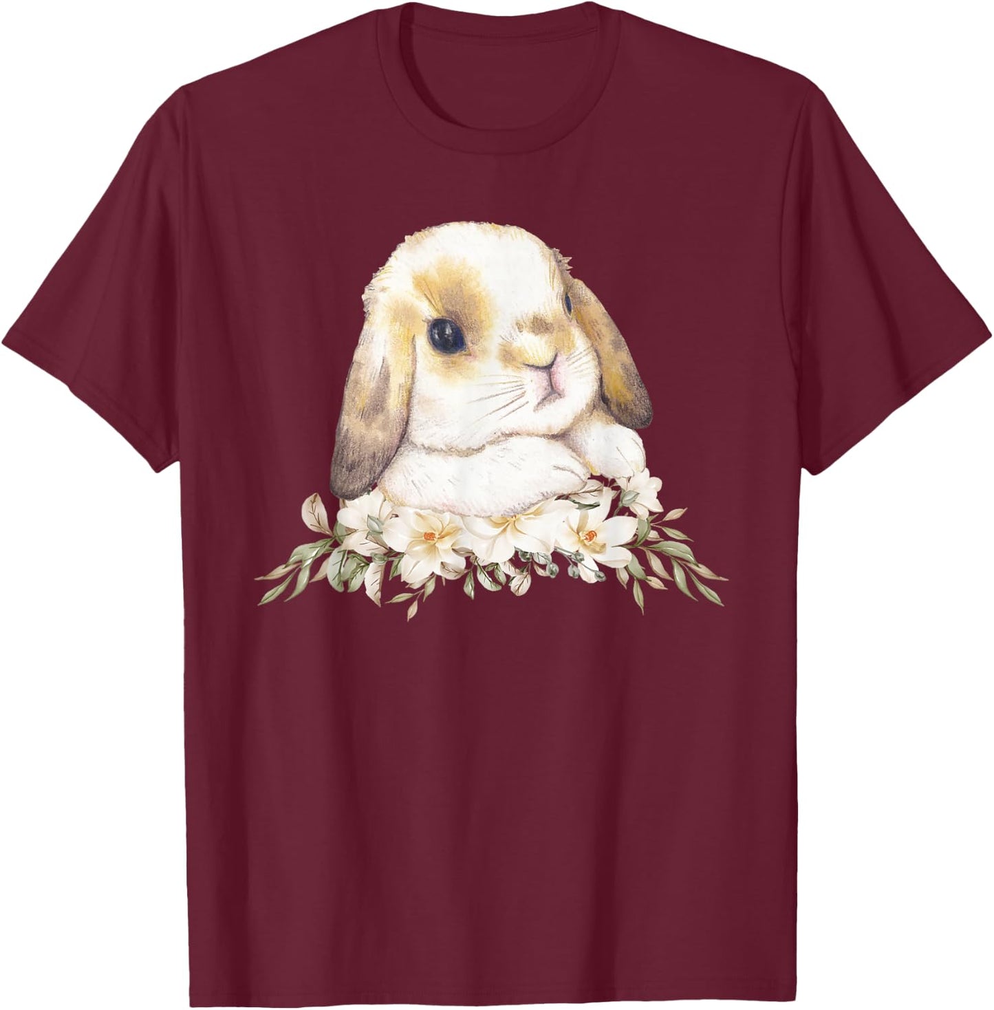 Adorable Rabbit Face Cute Bunny Holland Lop Lover T-Shirt - T-Shirt | Maroon