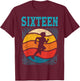 16th Birthday Retro Runner Jogging 16 Year Old Boys T-Shirt - T-Shirt | Maroon