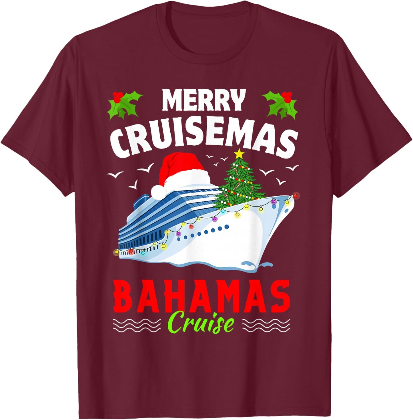 Family Christmas Cruise 2023 - Bahamas Cruise matching group T-Shirt - T-Shirt | Maroon