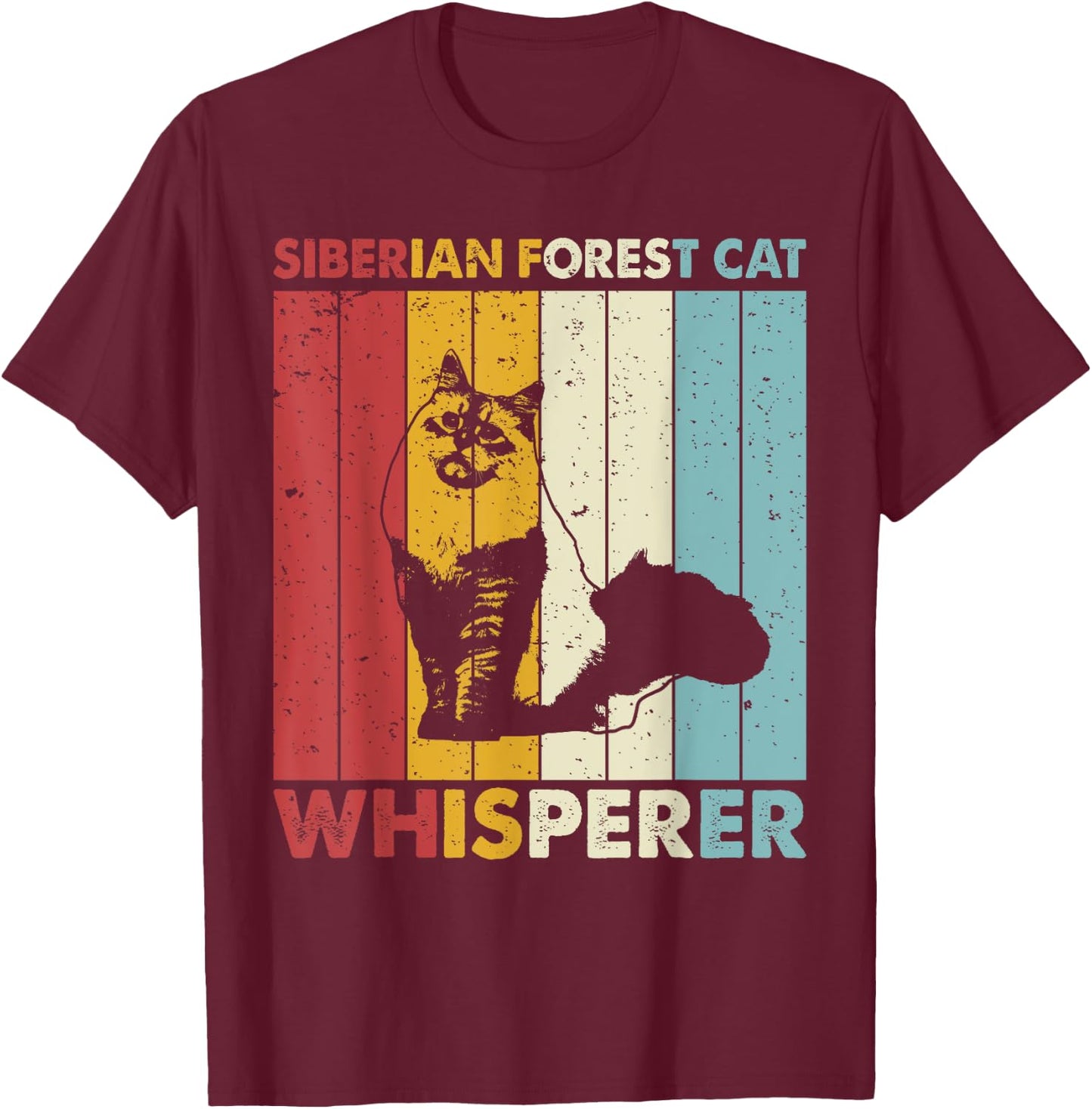 Cat Mom Dad Whisperer - Vintage Siberian Forest Cat T-Shirt - T-Shirt | Maroon