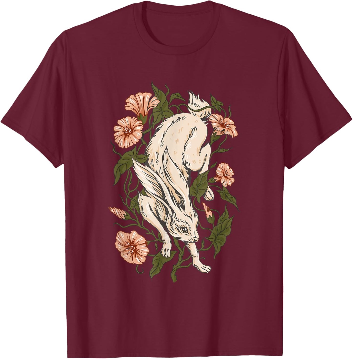 Rabbit Ivy Flowers Plants Rabbit T-Shirt - T-Shirt | Maroon