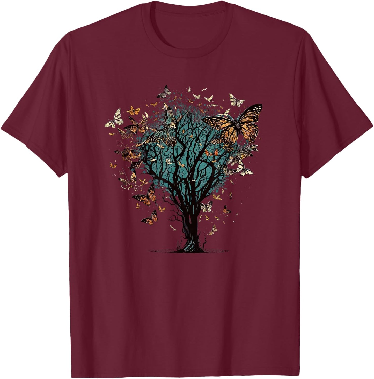 Butterfly Tree funny butterfly T-Shirt - T-Shirt | Maroon
