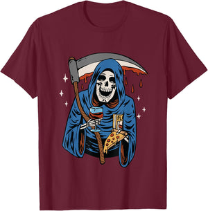Grim Reaper American Traditional Tattoo Old School Flash T-Shirt - T-Shirt | Maroon
