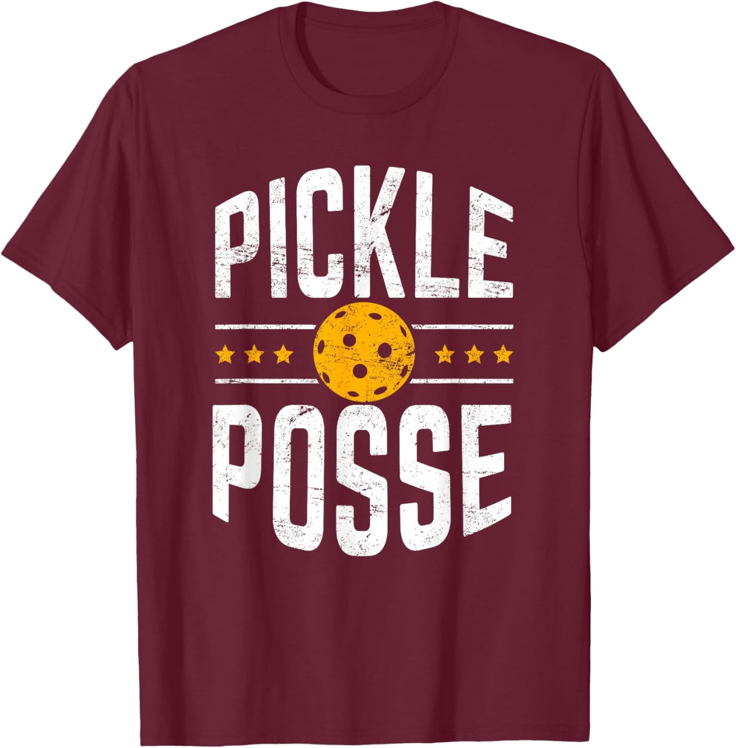 Pickle Posse Funny Pickleball Player Coach Team T-Shirt - T-Shirt | Maroon